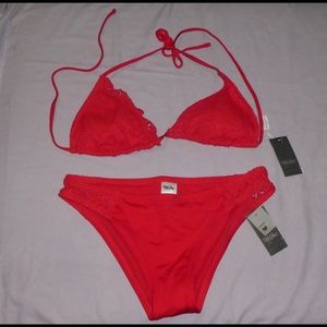 Two piece red crochet bikini - nwt!!